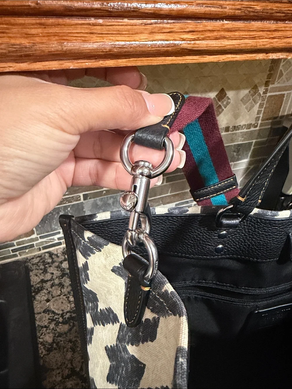 Coach Dempsey Tote 40 With Houndstooth Print And Patch